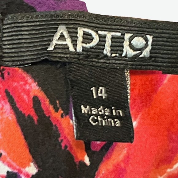 Apt 9 Stretch Women's Purple Coral Pink Floral Sleeveless Box Pleated Dress 14 - Picture 15 of 16